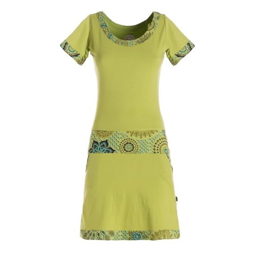 Vishes Damen Kurzarm Kleid in Hellgrün I Größe L (38) I Handgefertigt aus 100% Baumwolle I Stylisches Sommerkleid für Freizeit & Alltag I Nachhaltige Alternative Bekleidung von Vishes