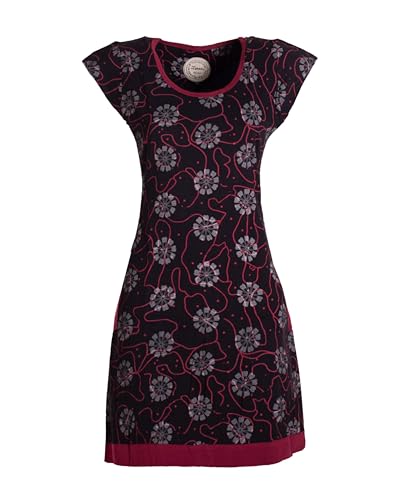 Vishes Damen Kurzarm Kleid in Schwarz I Größe 2XL (44) I Handgefertigt aus 100% Baumwolle I Stylisches Sommerkleid für Freizeit & Alltag I Nachhaltige Alternative Bekleidung von Vishes