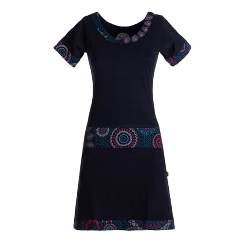 Vishes Damen Kurzarm Kleid in Schwarz I Größe 3XL (44) I Handgefertigt aus 100% Baumwolle I Stylisches Sommerkleid für Freizeit & Alltag I Nachhaltige Alternative Bekleidung von Vishes