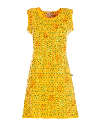 Vishes Damen Longshirt-Kleid mit Blümchen in Gelb I Größe 4XL (48) I Handgefertigt aus 100% Baumwolle I Stylisches Sommerkleid für Freizeit & Alltag I Nachhaltige Alternative Bekleidung von Vishes