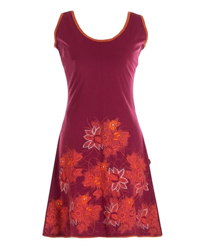 Vishes Damen Minikleid in Dunkelrot I Größe XL (42) I Handgefertigt aus 100% Baumwolle I Stylisches Sommerkleid für Freizeit & Alltag I Nachhaltige Alternative Bekleidung von Vishes