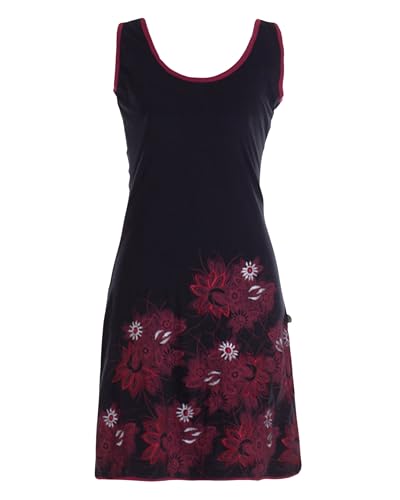 Vishes Damen Minikleid in Schwarz I Größe 3XL (46) I Handgefertigt aus 100% Baumwolle I Stylisches Sommerkleid für Freizeit & Alltag I Nachhaltige Alternative Bekleidung von Vishes