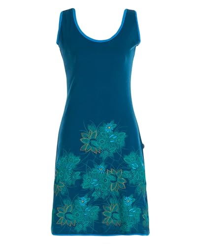 Vishes Damen Minikleid in Türkis I Größe XL (42) I Handgefertigt aus 100% Baumwolle I Stylisches Sommerkleid für Freizeit & Alltag I Nachhaltige Alternative Bekleidung von Vishes