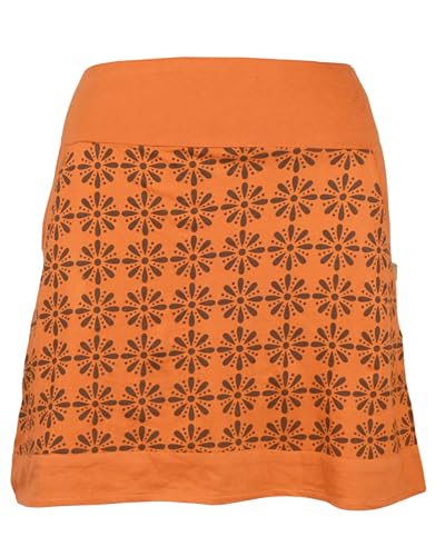 Vishes Damen Minirock Retro in Dunkelorange I Größe S (36) I Bequem & modisch für Alltag & Freizeit I 100% Baumwolle I Für warme & kalte Monate I Nachhaltige Alternative Bekleidung von Vishes