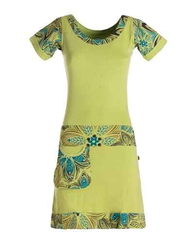 Vishes Damen Kurzarm Kleid in Hellgrün I Größe XL (38-40) I Handgefertigt aus 100% Baumwolle I Stylisches Sommerkleid für Freizeit & Alltag I Nachhaltige Alternative Bekleidung von Vishes