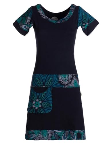 Vishes - Damen Sommerkleid Kurzarm Mini-Kleid Tunika-Kleid T-Shirtkleid schwarz 44 von Vishes