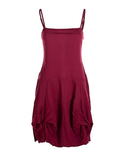 Vishes Damen Sommerkleid im Ballon-Stil I Dunkelrot I Größe 4XL (46) I 100% Baumwolle I Stylisches Sommerkleid für Freizeit & Alltag I Nachhaltige Alternative Bekleidung von Vishes