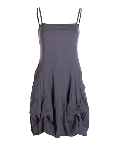 Vishes Damen Sommerkleid im Ballon-Stil I Grau I Größe M (36) I 100% Baumwolle I Stylisches Sommerkleid für Freizeit & Alltag I Nachhaltige Alternative Bekleidung von Vishes