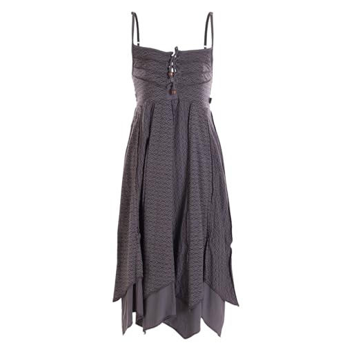 Vishes Damen Sommerkleid in Grau mit Spaghettiträgern I Größe XL (42) I 100% Baumwolle I Stylisches Sommerkleid für Freizeit & Alltag I Nachhaltige Alternative Bekleidung von Vishes