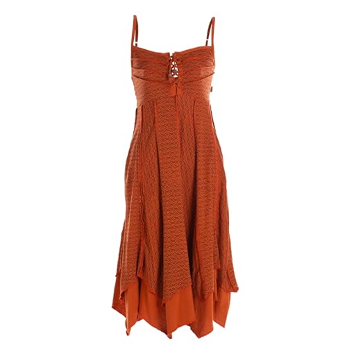 Vishes Damen Sommerkleid in Orange mit Spaghettiträgern I Größe 4XL (48) I 100% Baumwolle I Stylisches Sommerkleid für Freizeit & Alltag I Nachhaltige Alternative Bekleidung von Vishes