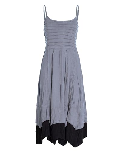 Vishes Damen Sommerkleid mit Spaghettiträgern in Grau I Größe L (40-42) I 100% Baumwolle I Träger-Kleid I Ideal für Frühjahr & Sommer I Nachhaltige Alternative Bekleidung von Vishes