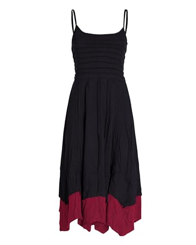 Vishes Damen Sommerkleid mit Spaghettiträgern in Schwarz I Größe XS (34-36) I 100% Baumwolle I Träger-Kleid I Ideal für Frühjahr & Sommer I Nachhaltige Alternative Bekleidung von Vishes
