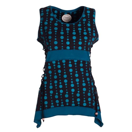 Vishes - Alternative Bekleidung - Damen Sommer-Top Zipfel-Top Punkte T-Shirt mit Bändern zum Schnüren schwarz 42 von Vishes