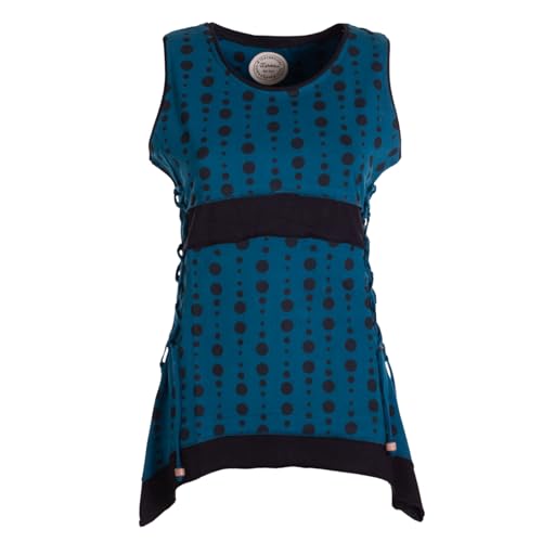 Vishes - Alternative Bekleidung - Damen Sommer-Top Zipfel-Top Punkte T-Shirt mit Bändern zum Schnüren türkis 38 von Vishes