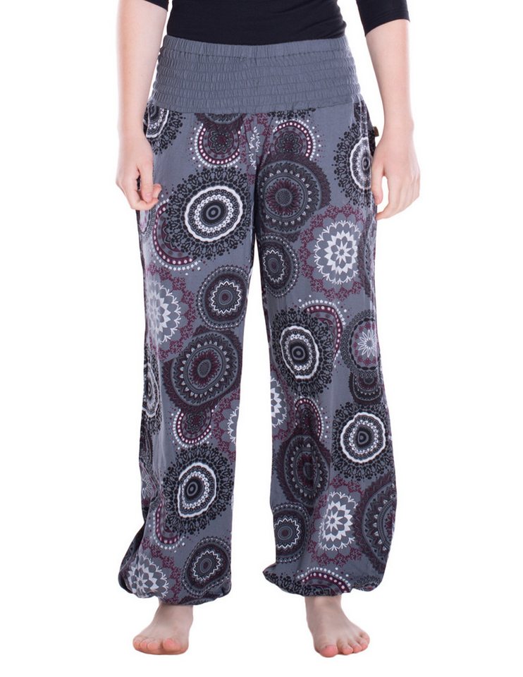Vishes Haremshose Sommer Pluderhose mit breitem Bund und Mandalas, freesize 34–44 Alternative Bekleidung, Hippie, Goa Style von Vishes