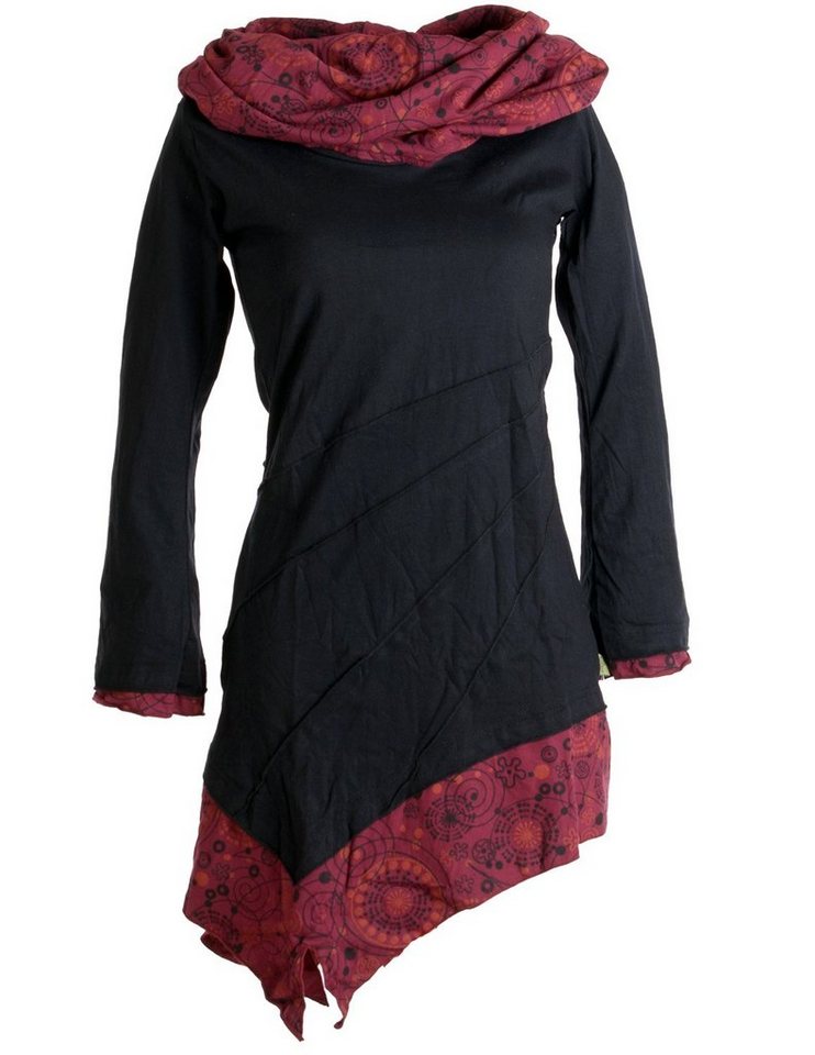 Vishes Jerseykleid Asymmetrisches Kleid aus Baumwolle mit Schalkragen Ethno, Hippie, Goa, Boho Style von Vishes