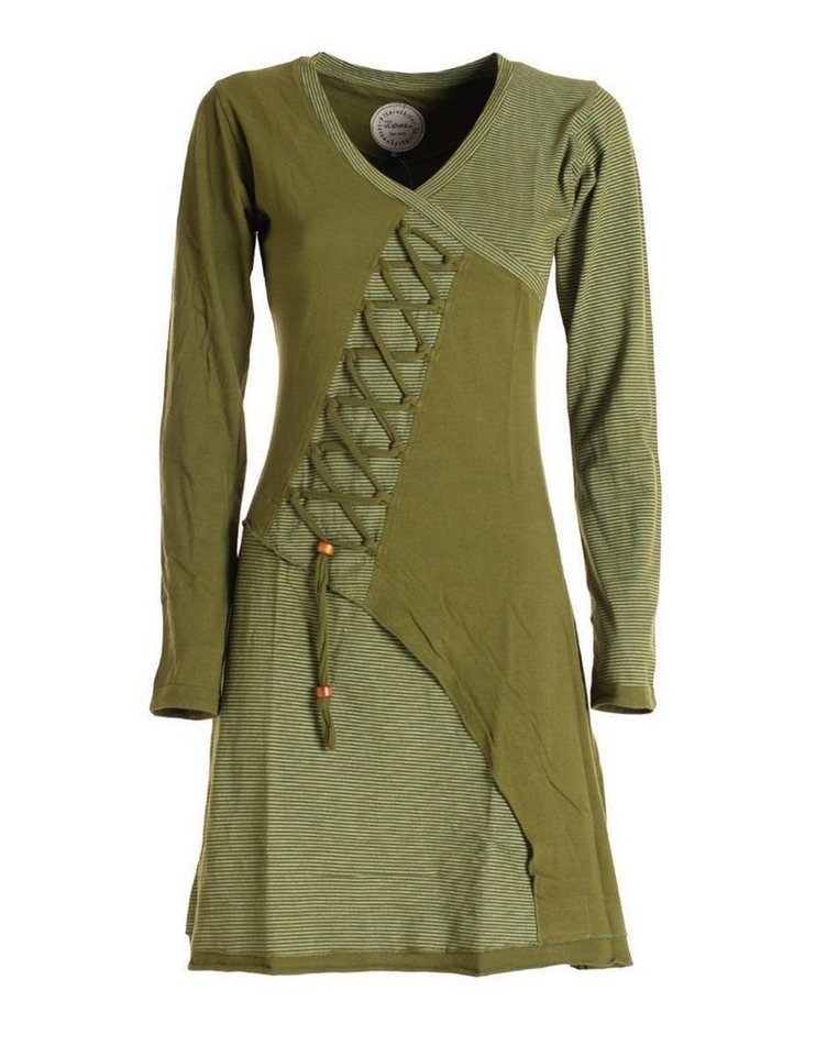 Vishes Jerseykleid Asymmetrisches Langarm Damen Baumwoll-Keid Shirt-Kleid Ethno, Elfen Style, Sweat-Kleid von Vishes