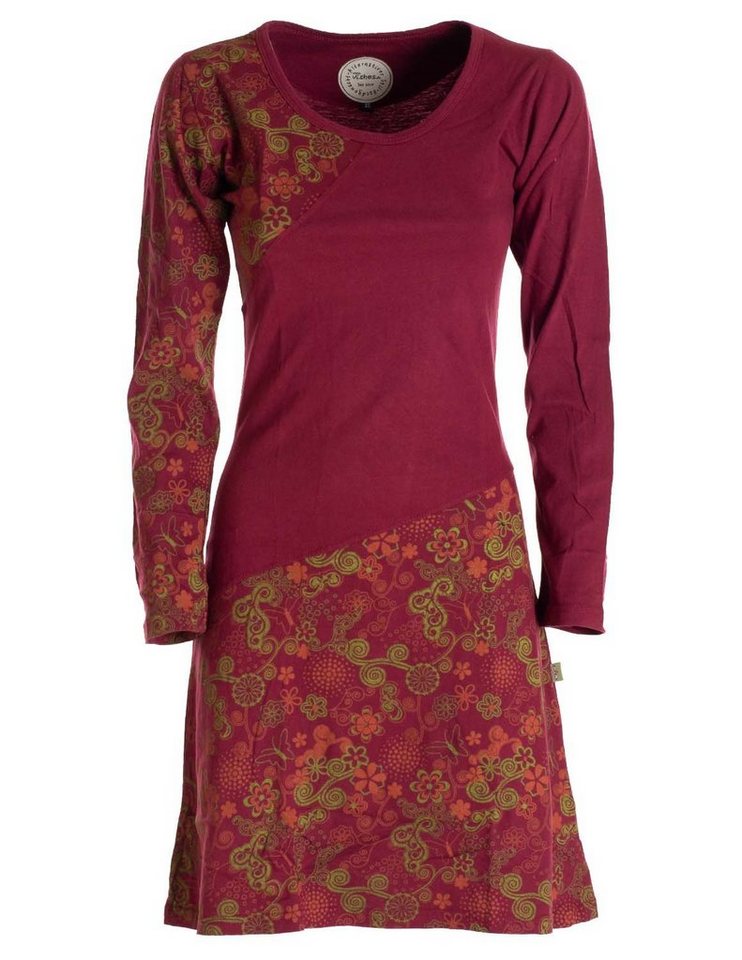Vishes Jerseykleid Asymmetrisches Langarm Jersey Kleid Damen kurz Hippie, Goa Style von Vishes