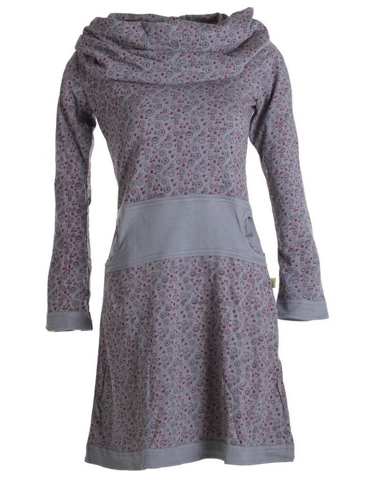 Vishes Jerseykleid Bedrucktes Kleid aus Baumwolle mit Schalkragen Ethno, Goa, Boho, Hippie Style von Vishes