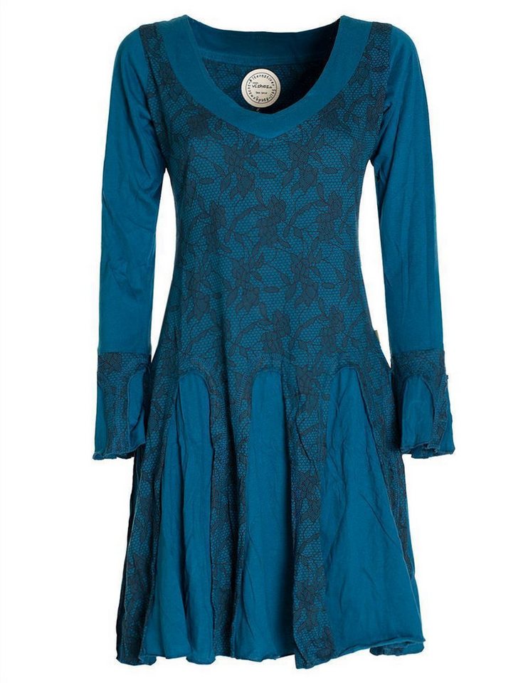 Vishes Jerseykleid Damen Langarm Longshirt-Kleid Sweatkleid Shirt-Kleid Tunika-Kleid Guru, Retro, Hippie Style von Vishes