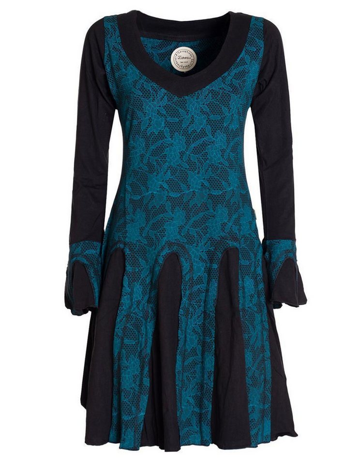 Vishes Jerseykleid Damen Langarm Longshirt-Kleid Sweatkleid Shirt-Kleid Tunika-Kleid Guru, Retro, Hippie Style von Vishes