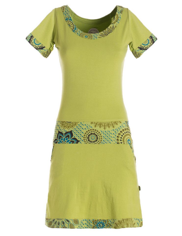 Vishes Jerseykleid Damen Sommerkleid Kurzarm Jersey-Kleid Tunika-Kleid T-Shirtkleid Boho, Goa, Retro Style von Vishes