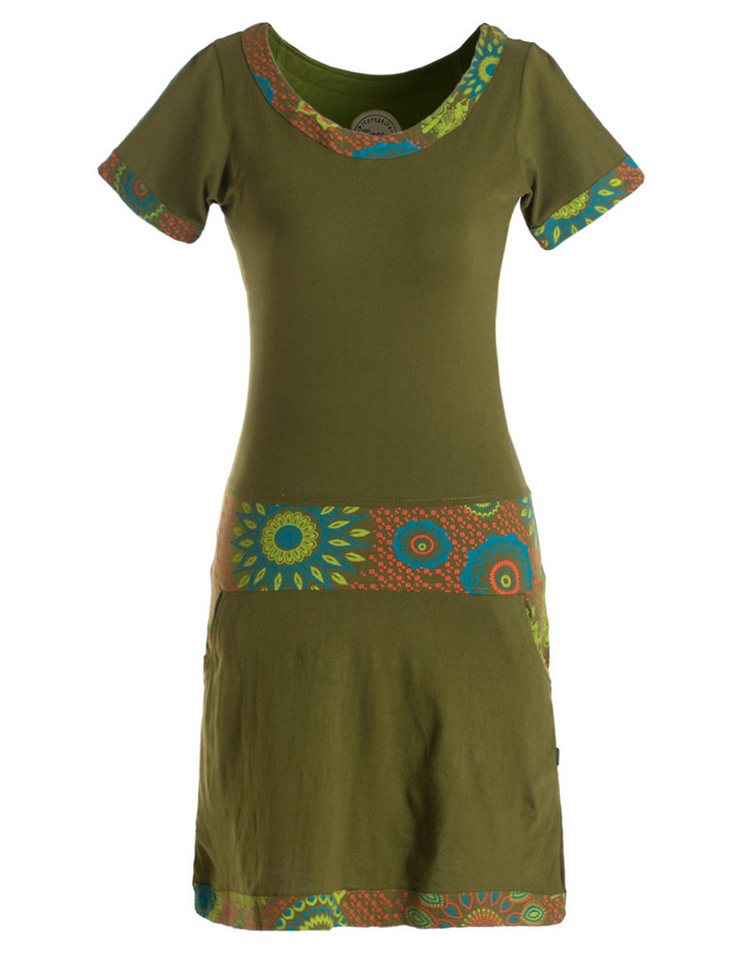 Vishes Jerseykleid Damen Sommerkleid Kurzarm Jersey-Kleid Tunika-Kleid T-Shirtkleid Boho, Goa, Retro Style von Vishes