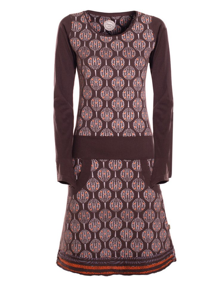 Vishes Jerseykleid Damen knielanges Kleid Baumwolle geometrisch A-Linie mit Taschen Alternative Bekleidung, Ethno, Hippie, Retro Style von Vishes