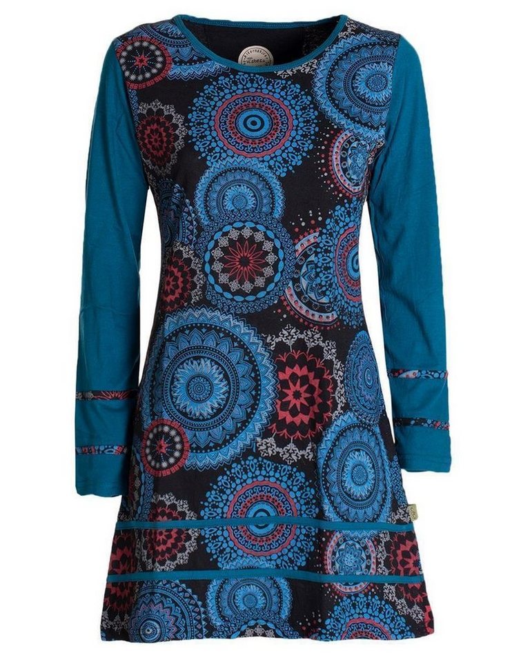 Vishes Jerseykleid Langarm Longshirt-Kleid Sweatkleid Shirt-Kleid Madalas Hippie, Ethno, Elfen, Retro Style von Vishes