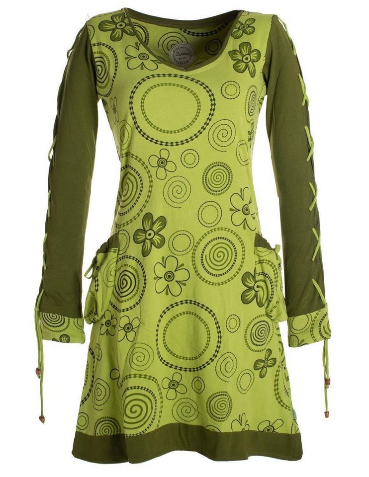 Vishes Jerseykleid Langarm Shirt Blümchenkleid Bedruckt 70er 80er Hippie Style von Vishes