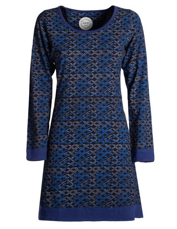 Vishes Jerseykleid Leichtes Langarmshirt-Kleid Damen Langarm Kleider 70er 80er retro Elfen, Hippie, Goa Style von Vishes