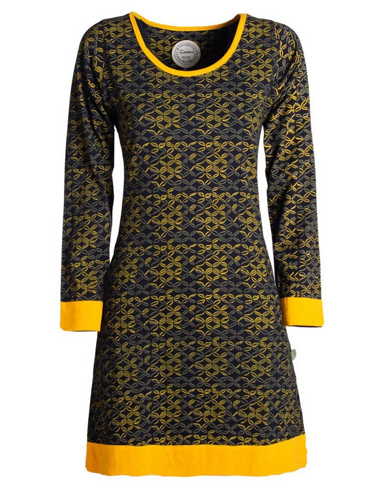 Vishes Jerseykleid Leichtes Langarmshirt-Kleid Damen Langarm Kleider 70er 80er retro Elfen, Hippie, Goa Style von Vishes