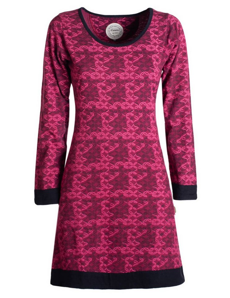 Vishes Jerseykleid Leichtes Langarmshirt-Kleid Damen Langarm Kleider 70er 80er retro Elfen, Hippie, Goa Style von Vishes