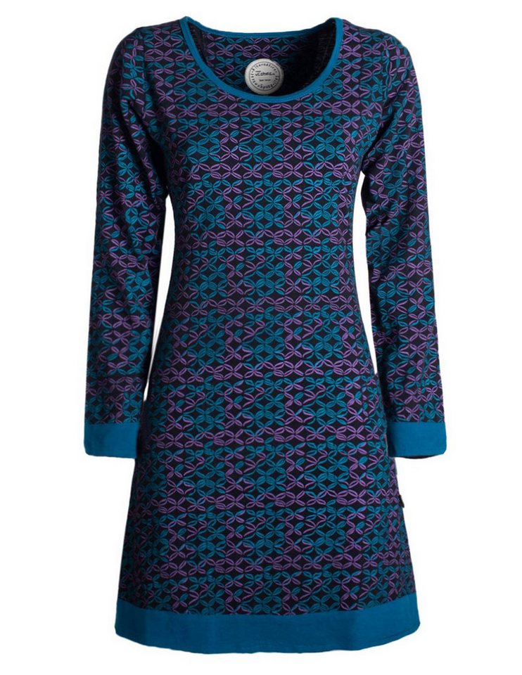 Vishes Jerseykleid Leichtes Langarmshirt-Kleid Damen Langarm Kleider 70er 80er retro Elfen, Hippie, Goa Style von Vishes