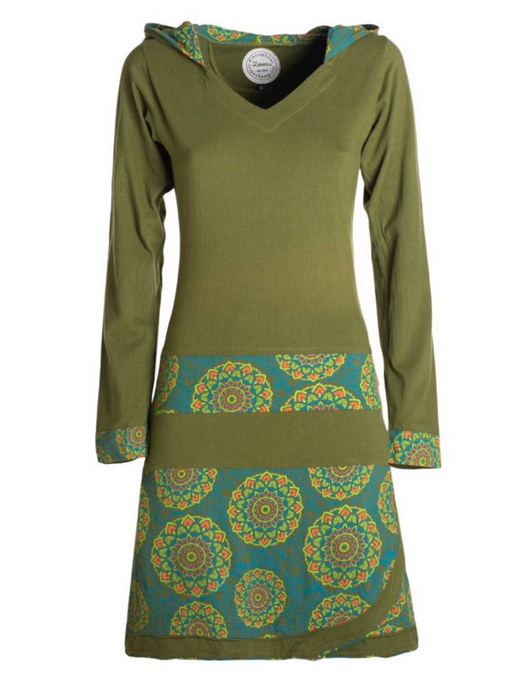 Vishes Jerseykleid Long Hoodie Kleid Damen mit Kapuze Langarm Kleider Kapuzenkleid Elfen, Hippie Style, Alternative Bekleidung von Vishes