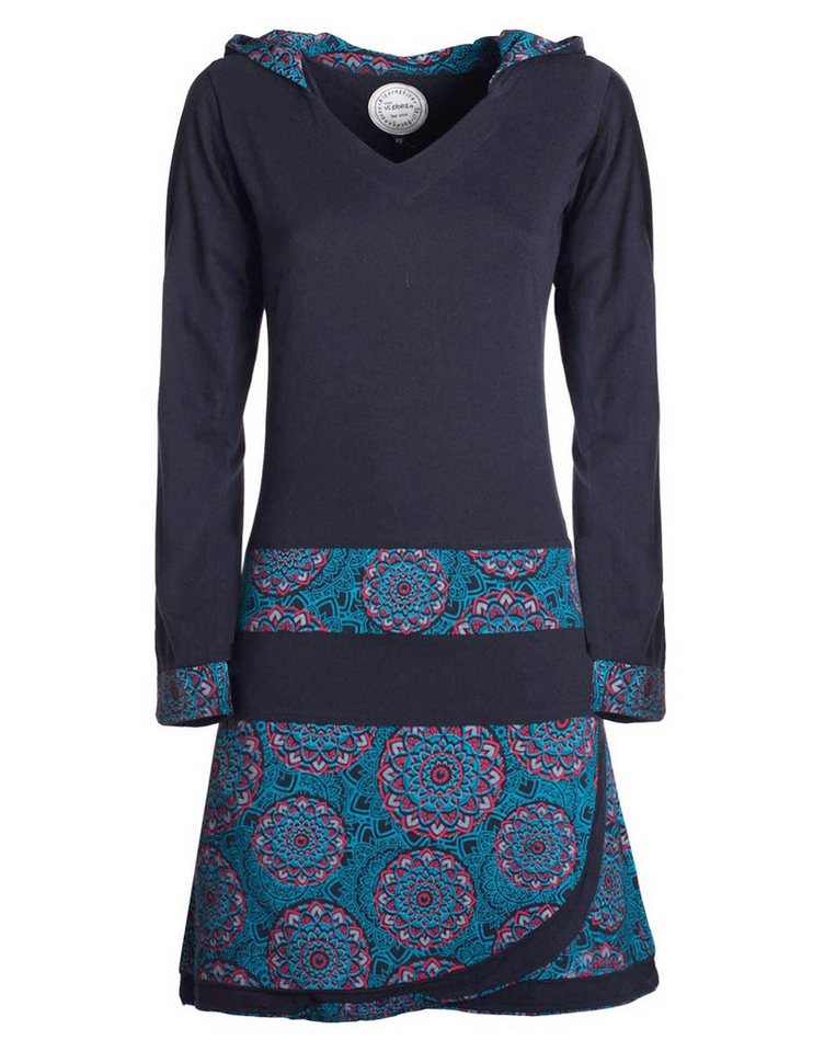 Vishes Jerseykleid Long Hoodie Kleid Damen mit Kapuze Langarm Kleider Kapuzenkleid Elfen, Hippie Style, Alternative Bekleidung von Vishes