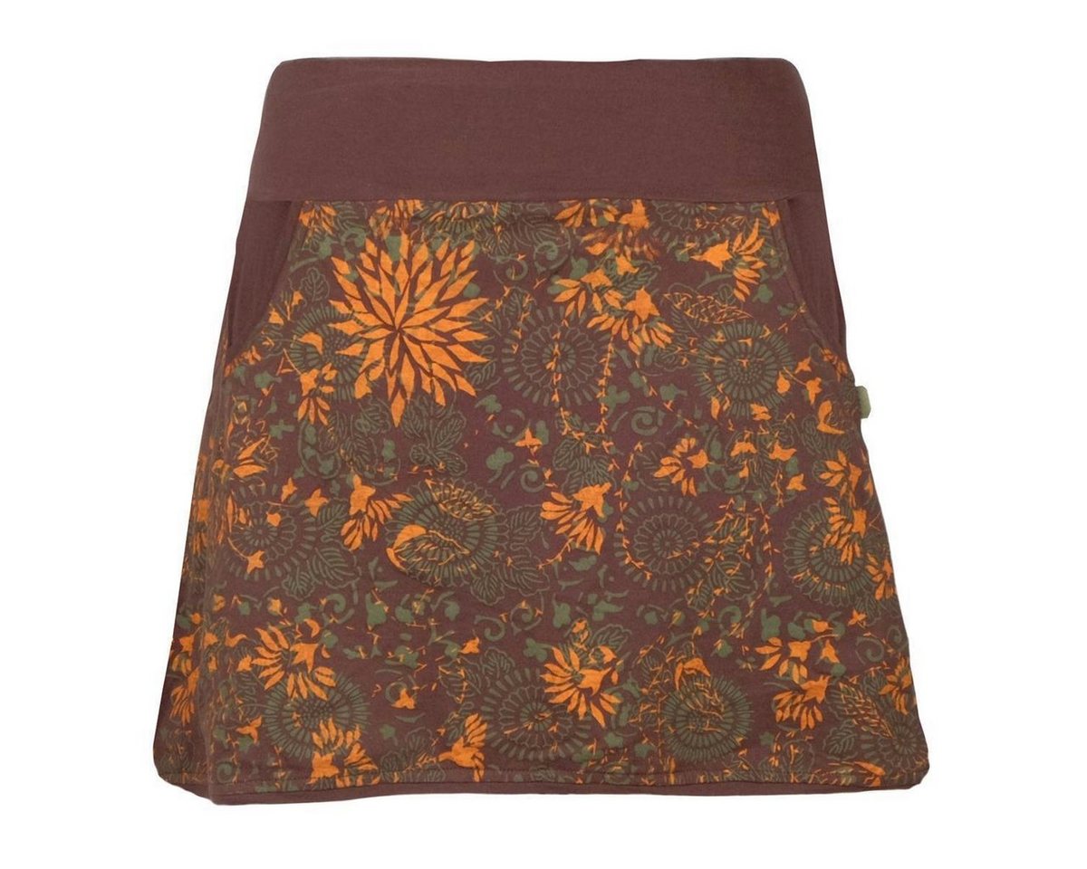 Vishes Jerseyrock Baumwoll-Rock, 70er 80er Jahre Retro Mandala Blumen Muster bedruckt Goa, Hippie Style von Vishes