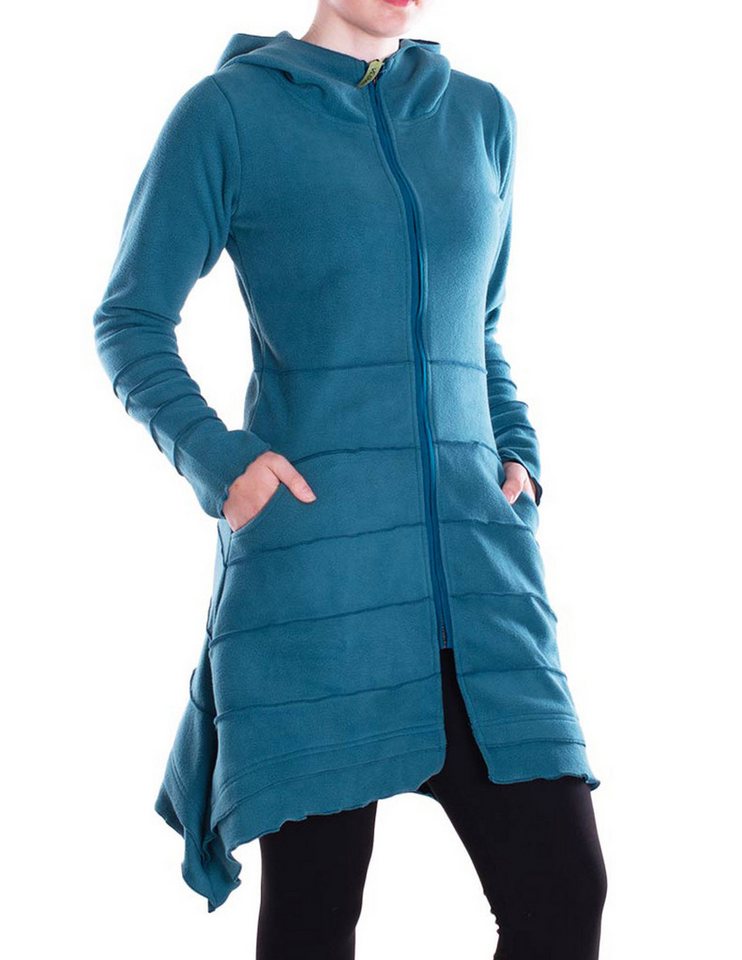 Vishes Kapuzenfleecejacke Damen Kapuzenjacke lang Elfen Zipfel-Jacke Fleece Übergangsjacke Hippie, Hoody Style, Alternative Bekleidung von Vishes