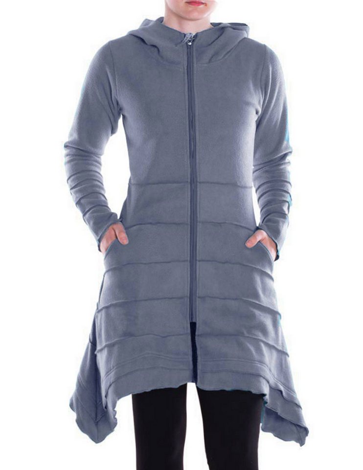 Vishes Kapuzenfleecejacke Damen Kapuzenjacke lang Elfen Zipfel-Jacke Fleece Übergangsjacke Hippie, Hoody Style, Alternative Bekleidung von Vishes