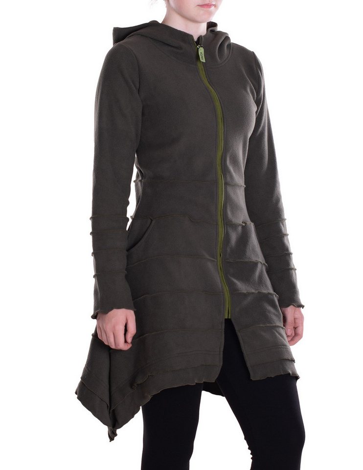 Vishes Kapuzenfleecejacke Damen Kapuzenjacke lang Elfen Zipfel-Jacke Fleece Übergangsjacke Hippie, Hoody Style, Alternative Bekleidung von Vishes