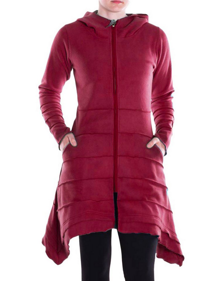 Vishes Kapuzenfleecejacke Damen Kapuzenjacke lang Elfen Zipfel-Jacke Fleece Übergangsjacke Hippie, Hoody Style, Alternative Bekleidung von Vishes
