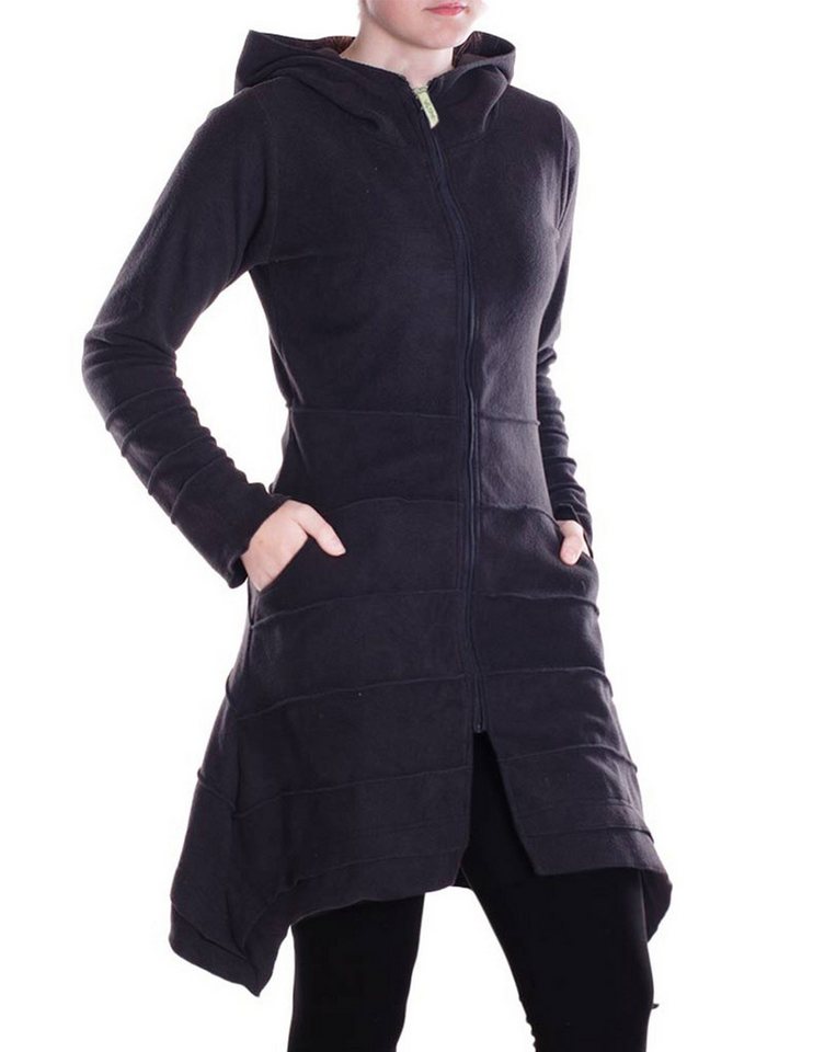 Vishes Kapuzenfleecejacke Damen Kapuzenjacke lang Elfen Zipfel-Jacke Fleece Übergangsjacke Hippie, Hoody Style, Alternative Bekleidung von Vishes