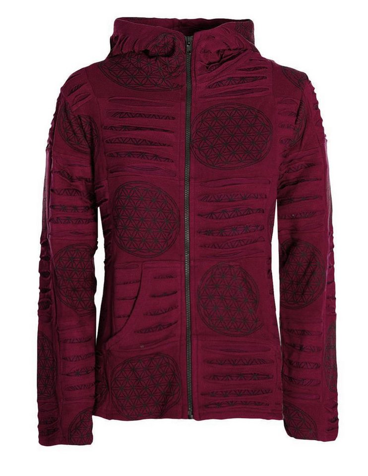 Vishes Kapuzensweatjacke Damen-Jacke Blume des Lebens Sweatjacke Hippie-Jacke Kapuzen-Jacke Elfen, Gothik, Ethno Style von Vishes