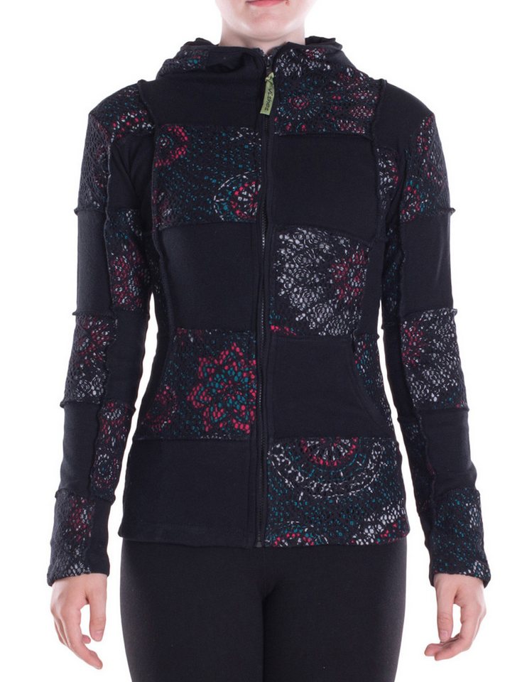 Vishes Kapuzensweatjacke Damen-Jacke Blumen-Sweatjacke Hippie-Jacke Spitzen Kapuzenjacke Gothik, Elfen, Boho Style, Alternative Bekleidung von Vishes