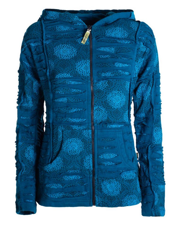 Vishes Kapuzensweatjacke Damen Patchwork Jacke Blumen-Sweatjacke Hippie-Jacke Kapuzenjacke Elfen, Hippie, Alternative Bekleidung von Vishes