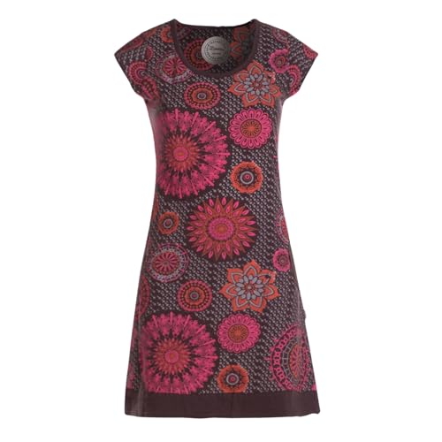 Vishes Kurzarm Damen Sommer-Kleid Longshirt Mini Tunika Braun 38 von Vishes