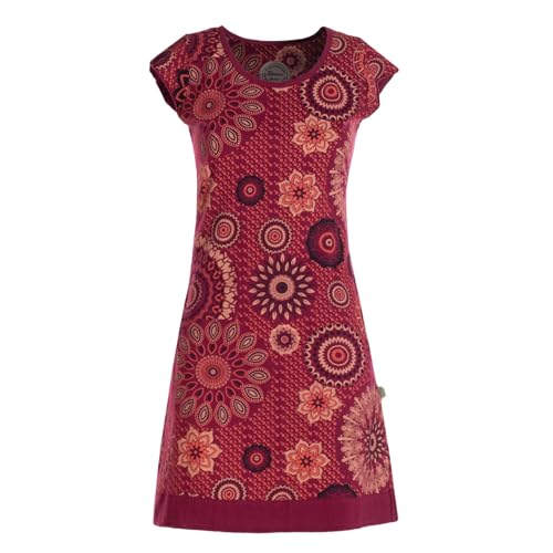 Vishes - Kurzarm Damen Sommer-Kleid Longshirt Mini Tunika Dunkelrot 42 von Vishes