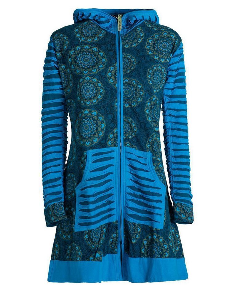 Vishes Kurzmantel Damen Blumen Mandala Jersey-Mantel Hippiemantel Kapuzenmantel Hoodie, Ethno Style Vishes Kurzmantel Damen Blumen Mandala Jersey-Mantel Hippiemantel Kapuzenmantel Hoodie, Ethno Style von Vishes
