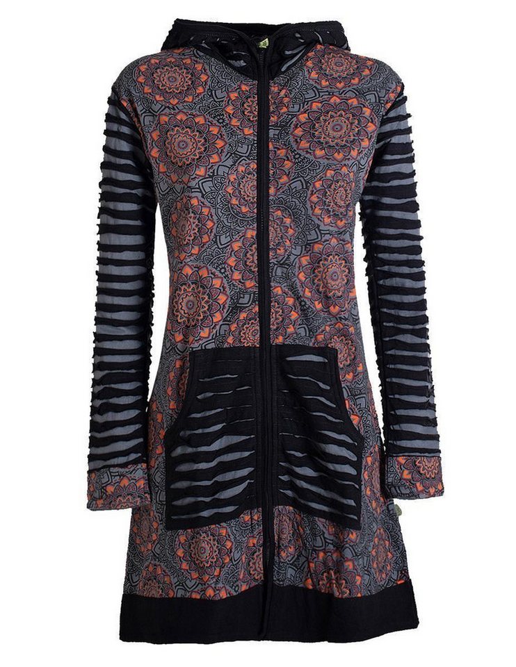Vishes Kurzmantel Damen Blumen Mandala Jersey-Mantel Hippiemantel Kapuzenmantel Hoodie, Ethno Style Vishes Kurzmantel Damen Blumen Mandala Jersey-Mantel Hippiemantel Kapuzenmantel Hoodie, Ethno Style von Vishes