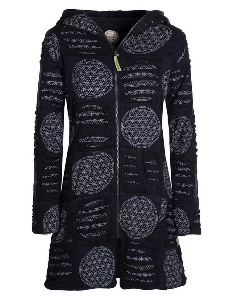 Vishes Kurzmantel Damen lange warme Jacke Hippiemantel Zipfel Kapuzenmantel Ethno, Goa Style von Vishes